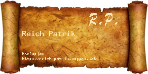 Reich Patrik névjegykártya